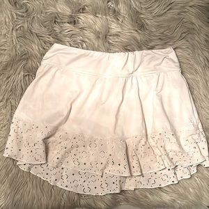 White Cutout Pattern Tennis Skirt